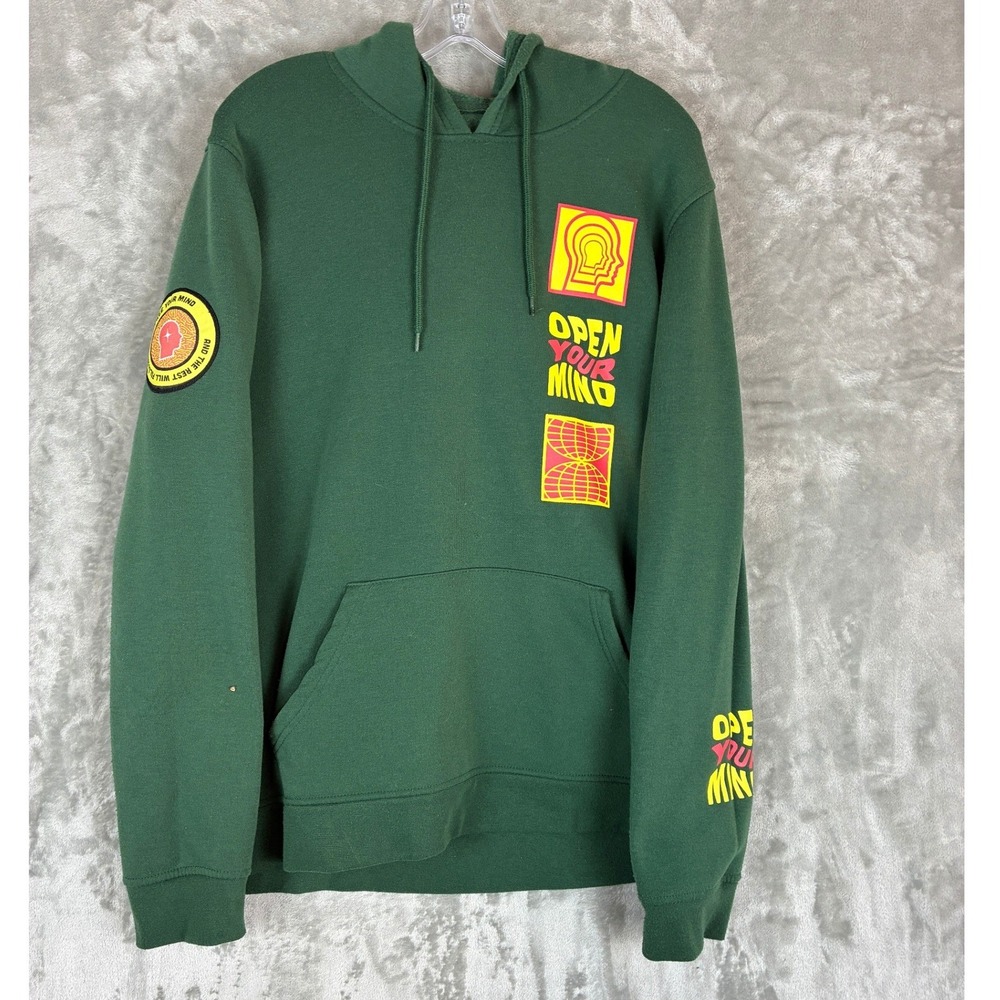 Brooklyn Cloth Mens Open Your Mind Graphic Hoodie Green Large Psychedelic Street